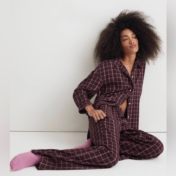 Madewell Other - Madewell Women's Pajama Set Plaid Flannel Chocolate Raisin Size M